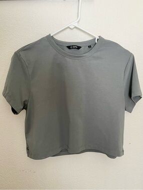 Cuts Clothing Cropped Crewneck Tee in Sage Green